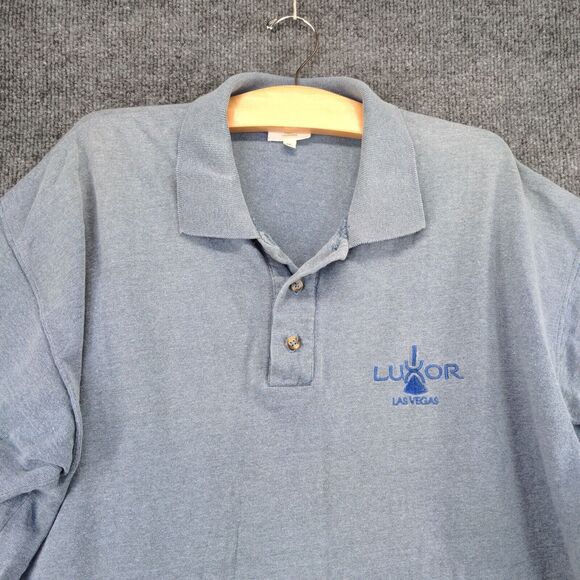 Pyramid Creations Luxor Las Vegas Embroidered Polo Shirt Mens XL Blue Side Slit - Picture 3 of 13